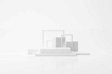 Beyaz arkaplan 3D görüntülemedeki soyut geometri nesnesi.