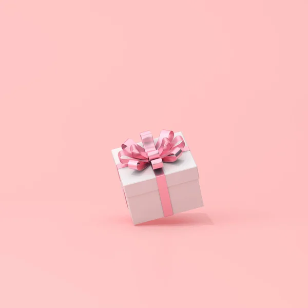 粉色背景礼品盒3D渲染 — 图库照片