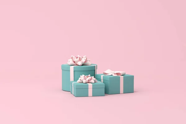 Rendering Della Confezione Regalo Sfondo Rosa — Foto Stock