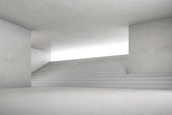 Absztrakt Renderelés Üres Beton Tér Fény Árnyék Lépcső Szerkezetét Futurisztikus — Stock Fotó