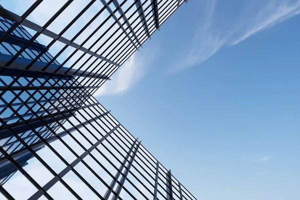 Vista Ángulo Bajo Arquitectura Futurista Rascacielos Del Edificio Oficinas Corporativo — Foto de Stock