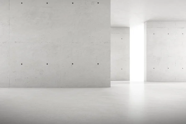 要約壁に光と影を持つ空のコンクリートの部屋の3Dレンダリング — ストック写真