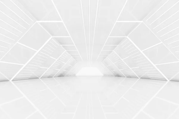 Representación Abstracta Sala Túnel Futurista Vacío Con Luz Pared Concepto —  Fotos de Stock