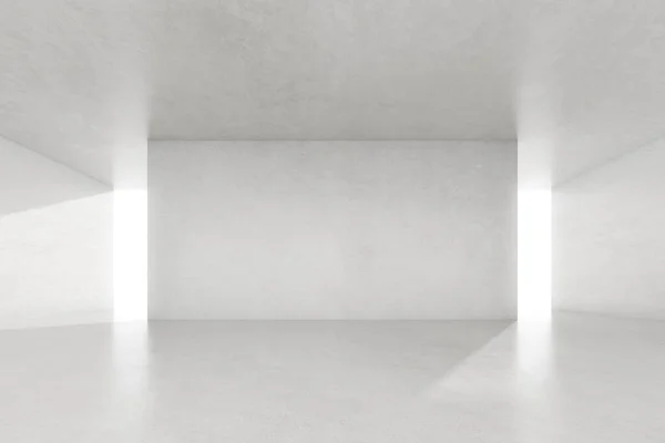 Візуалізація Порожньої Бетонної Кімнати Великою Структурою Білому Тлі — стокове фото