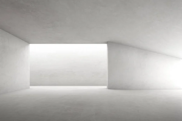 白色背景下大型结构的空混凝土房3D渲染 — 图库照片