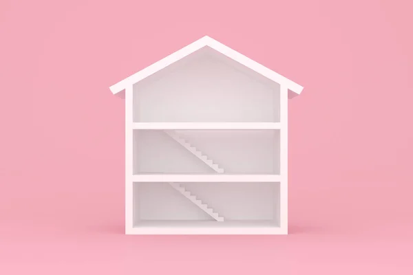 Візуалізація Поперечного Перерізу Будинку Порожня Кімната Ізольована Рожевому Фоні — стокове фото