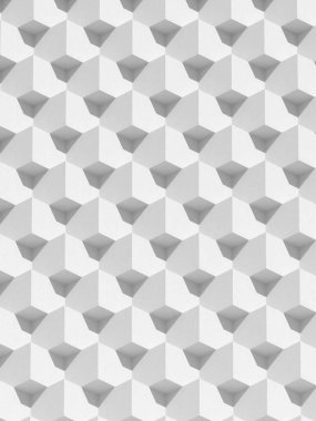 Soyut beyaz geometrik mimari, blok kalıpları, modern bina cephesi tasarımı. 3d oluşturma.