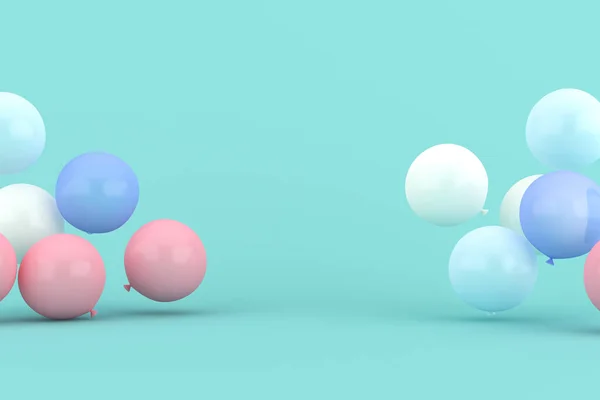 Плаваючі Кульки Зеленому Тлі Візуалізація — стокове фото