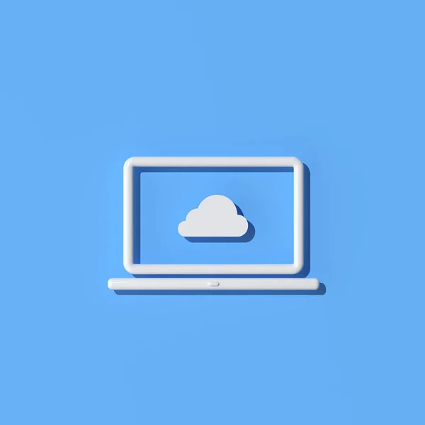 Illustration Des Laptops Mit Cloud Computing Symbol Auf Blauem Hintergrund — Stockfoto