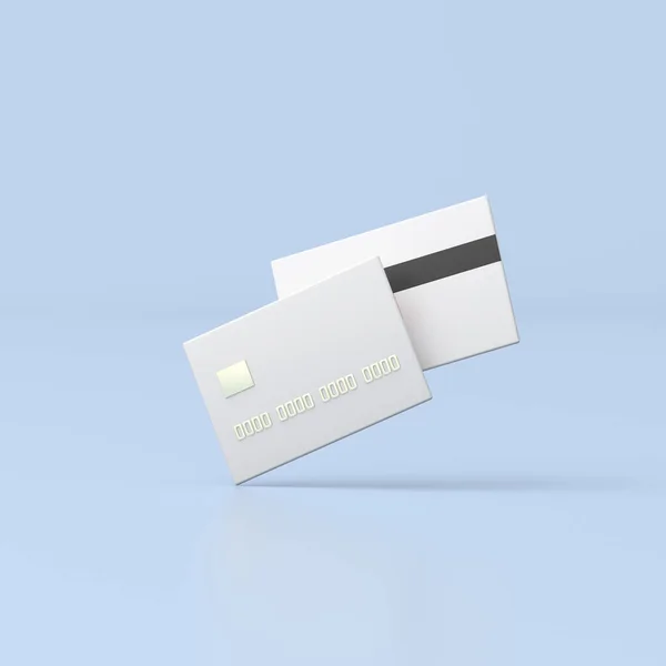 Renderização Mínima Cartão Crédito Fundo Azul — Fotografia de Stock