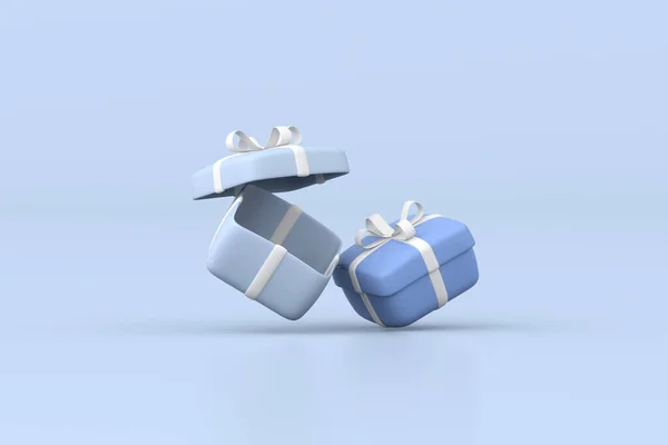 Rendering Scatole Regalo Sfondo Blu — Foto Stock