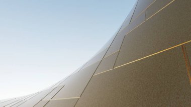 Soyut titanyum mimari zemin, minimum eğimli geometri mimarisi, çelik panel mimari tasarımı, Geometrik metal binası,