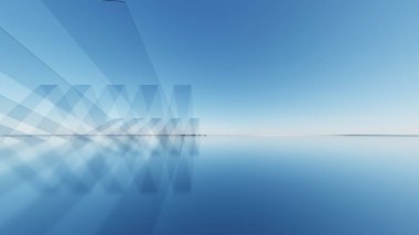 Soyut mimari arkaplan, geometrik cam mimari tasarım, araba sunumu için boş zemin, 3D görüntüleme