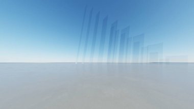 Soyut mimari arkaplan, geometrik cam mimari tasarım, araba sunumu için boş zemin, 3D görüntüleme
