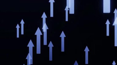 Kara Arkaplan Gelişimi ve Çarpıcı Karşıtlık ve Görsel Etki Döngüsü Animasyonuyla Değişken Mavi Oklar