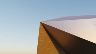 Soyut mimari arkaplan, cam ya da metalik bina, Modern Dış mekan, Titanyum mimari, 3D görüntüleme