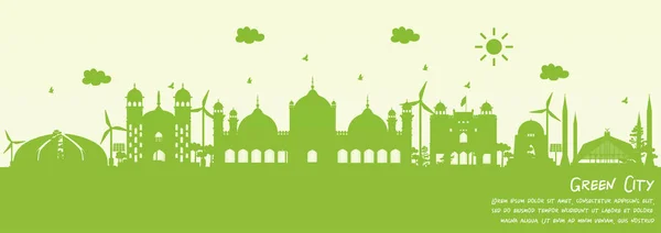 Green City Islamabad Pakistan Environment Ecology Concept Vector Illustration — 图库矢量图片