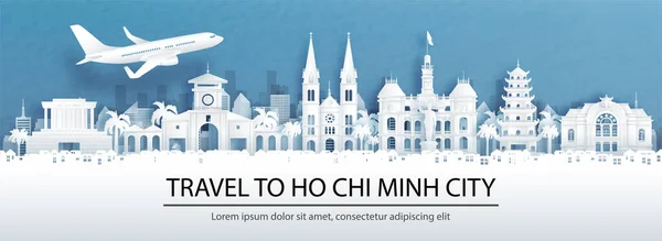Travel Advertising Travel Chi Minh City Vietnam Concept Panorama View — Wektor stockowy