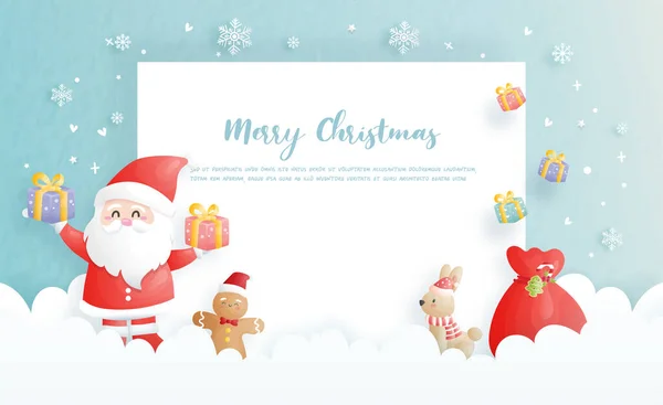 Christmas Card Celebrations Santa Friends Christmas Scene — Stock Vector