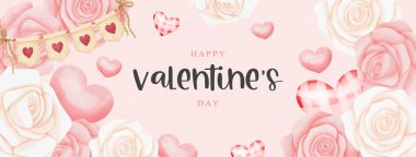 Suluboya Mutlu Sevgililer Günü kartları. Vektör illüstrasyonu.