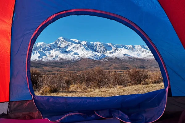 Vue Sur Une Tente Sur Camp Dans Les Montagnes — Photo