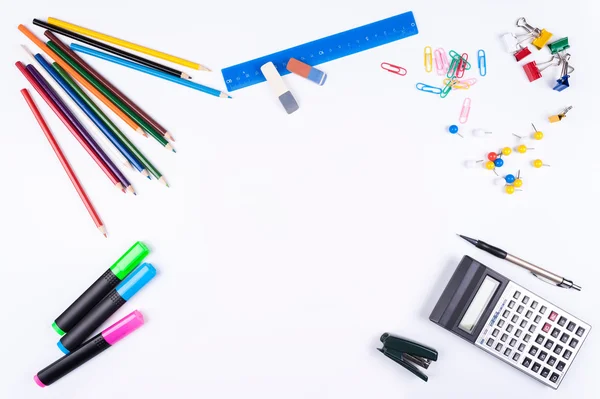 Colored stationery on a white background — Stock Photo, Image