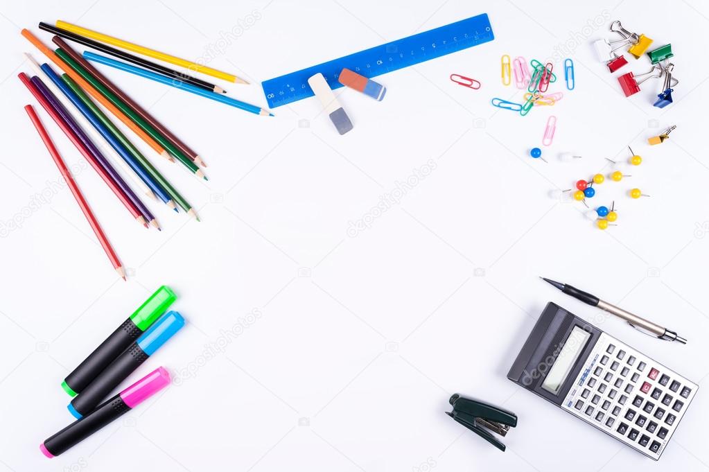 Colored stationery on a white background