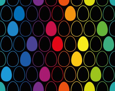 Paskalya Yumurtaları Duvar Kağıdı Desen Dikişsiz Siyah Arka Plan