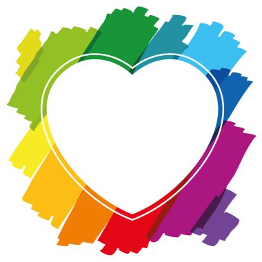 Kalp Şeklinde Çerçeve Fırça Darbeleri Renkler