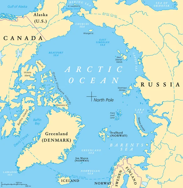 Carte de l'océan Arctique — Image vectorielle