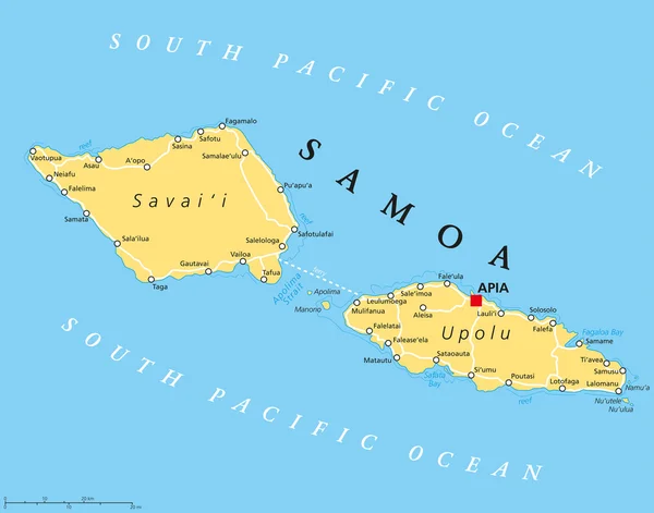 Polityczna mapa Samoa — Wektor stockowy