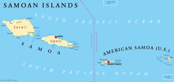 Mapa Político de las Islas Samoa — Vector de stock