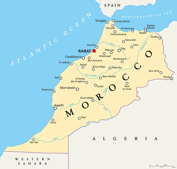 Mapa político de morocco — Archivo Imágenes Vectoriales