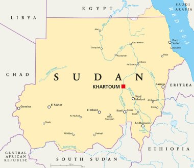 Sudan Political Map clipart