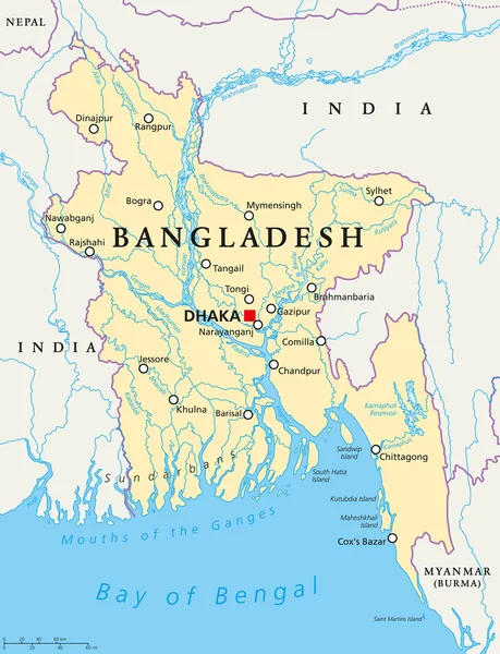 Peta politik bangladesh - Stok Vektor