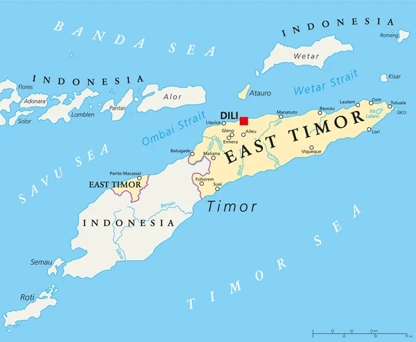 East Timor Political Map — Stock Vector