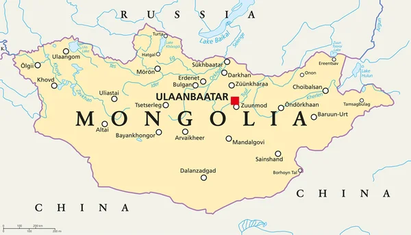 Mongolia Mappa politica — Vettoriale Stock