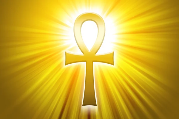 Ankh mit goldenen Sonnenstrahlen — Stockfoto