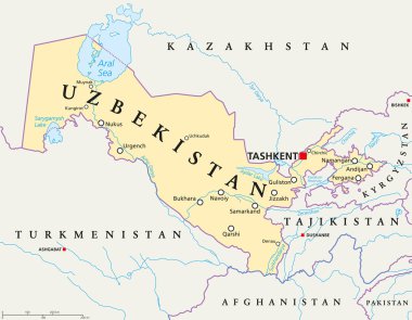Özbekistan siyasi haritası