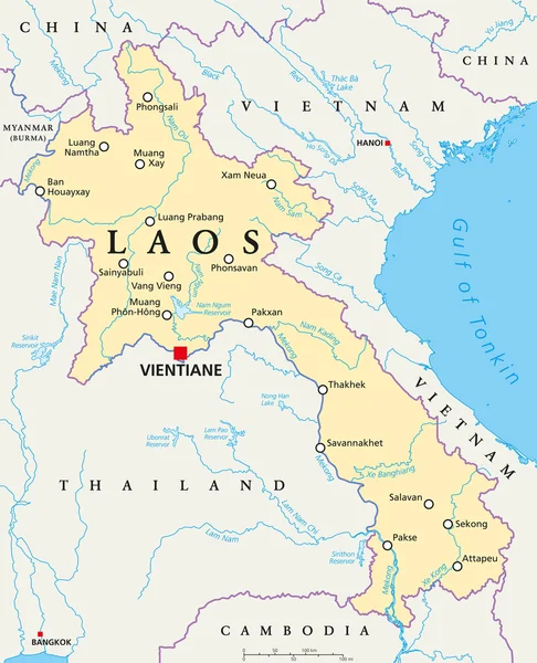 Laos siyasi haritası — Stok Vektör