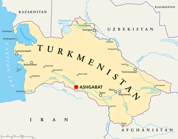 Turkmenistan politisk karta — Stock vektor