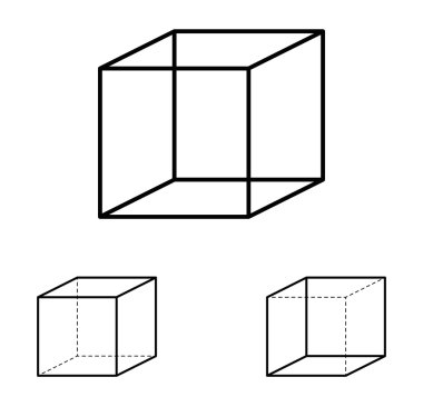 Necker cube optical illusion clipart