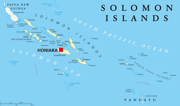 Mapa político de las Islas Salomón — Vector de stock