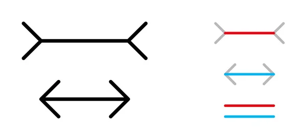 Muller-Lyer optisk illusion — Stock vektor