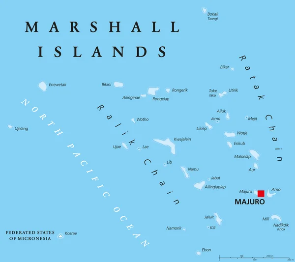 Mapa político das Ilhas Marshall —  Vetores de Stock