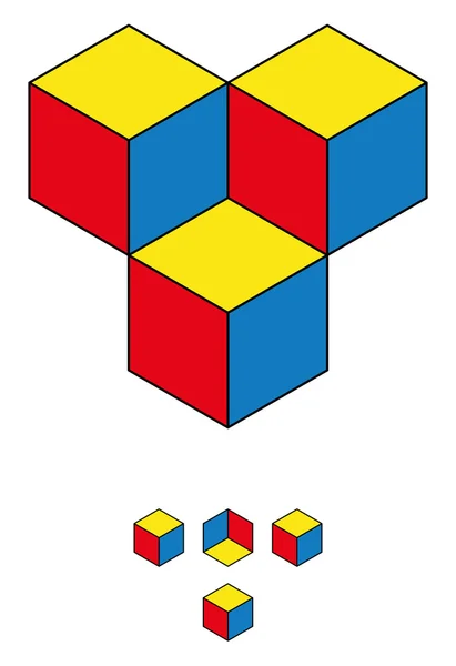 ¡Encuentra el cuarto cubo! Ilusión óptica — Vector de stock