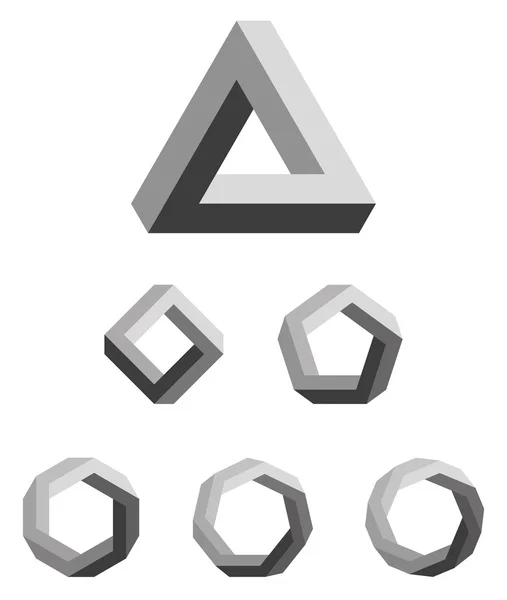 ペンローズの三角形と多角形 gradated ブラック — ストックベクタ