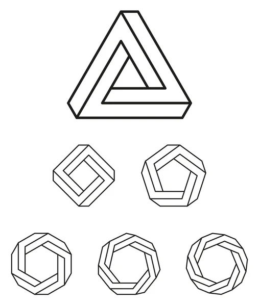 Triângulo de penrose e contorno de polígonos —  Vetores de Stock