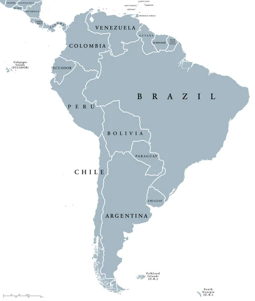 Mapa político dos países da América do Sul —  Vetores de Stock