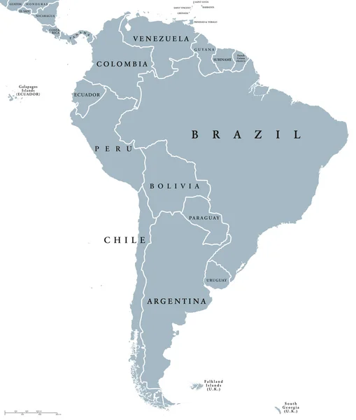 Brazil Political Map With Capital Brasilia, National Borders And